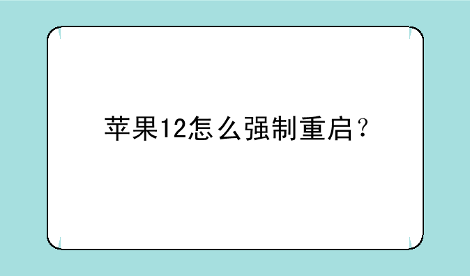 苹果12怎么强制重启？