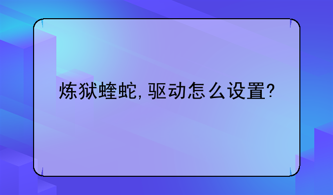 炼狱蝰蛇,驱动怎么设置?