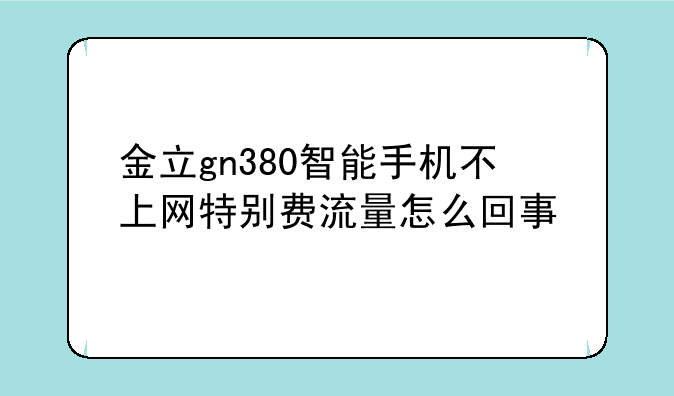 金立gn380智能手机不上网特别费流量怎么回事