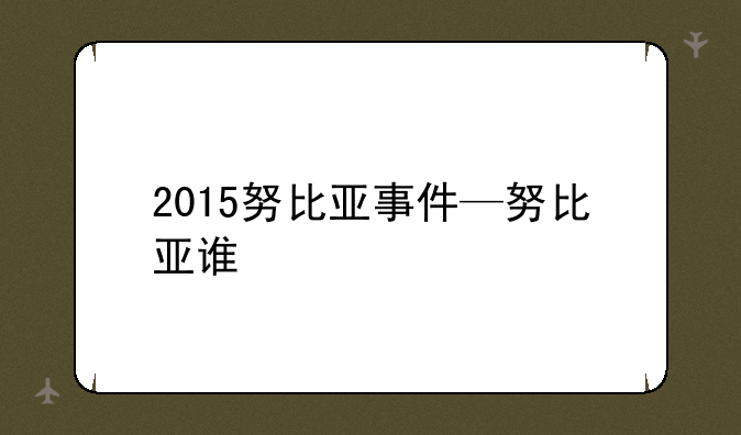 2015努比亚事件—努比亚谁