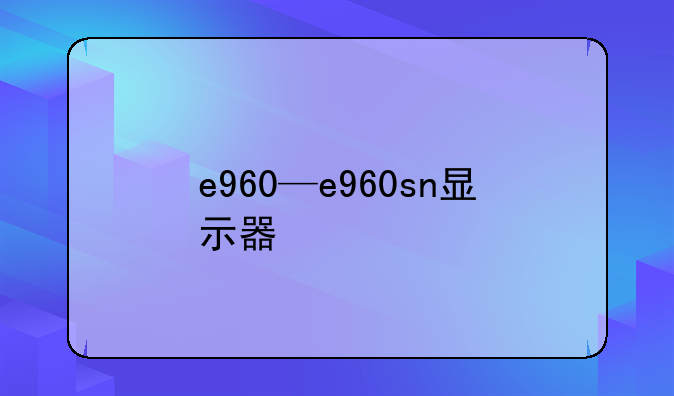 e960—e960sn显示器