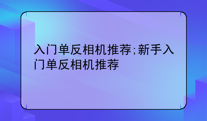 入门单反相机推荐;新手入门单反相机推荐